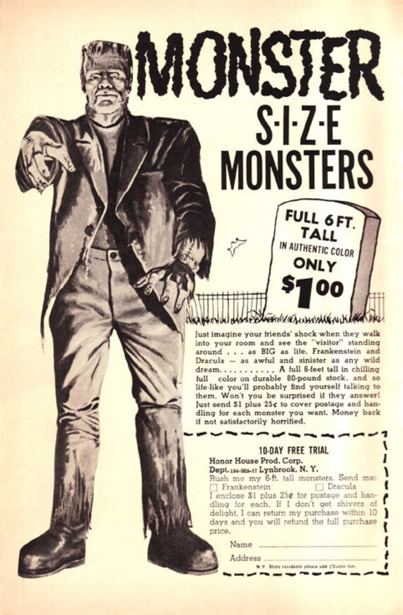 Halloween Decoration..Monster size 6 feet tall "MONSTER" Glow in the dark eye.