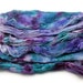 Hand Dyed Silk Hankies for Spinning - 0.28oz/ 8g - Blue, Green, Yellow, Purple - Silky Unmentionables Colorway