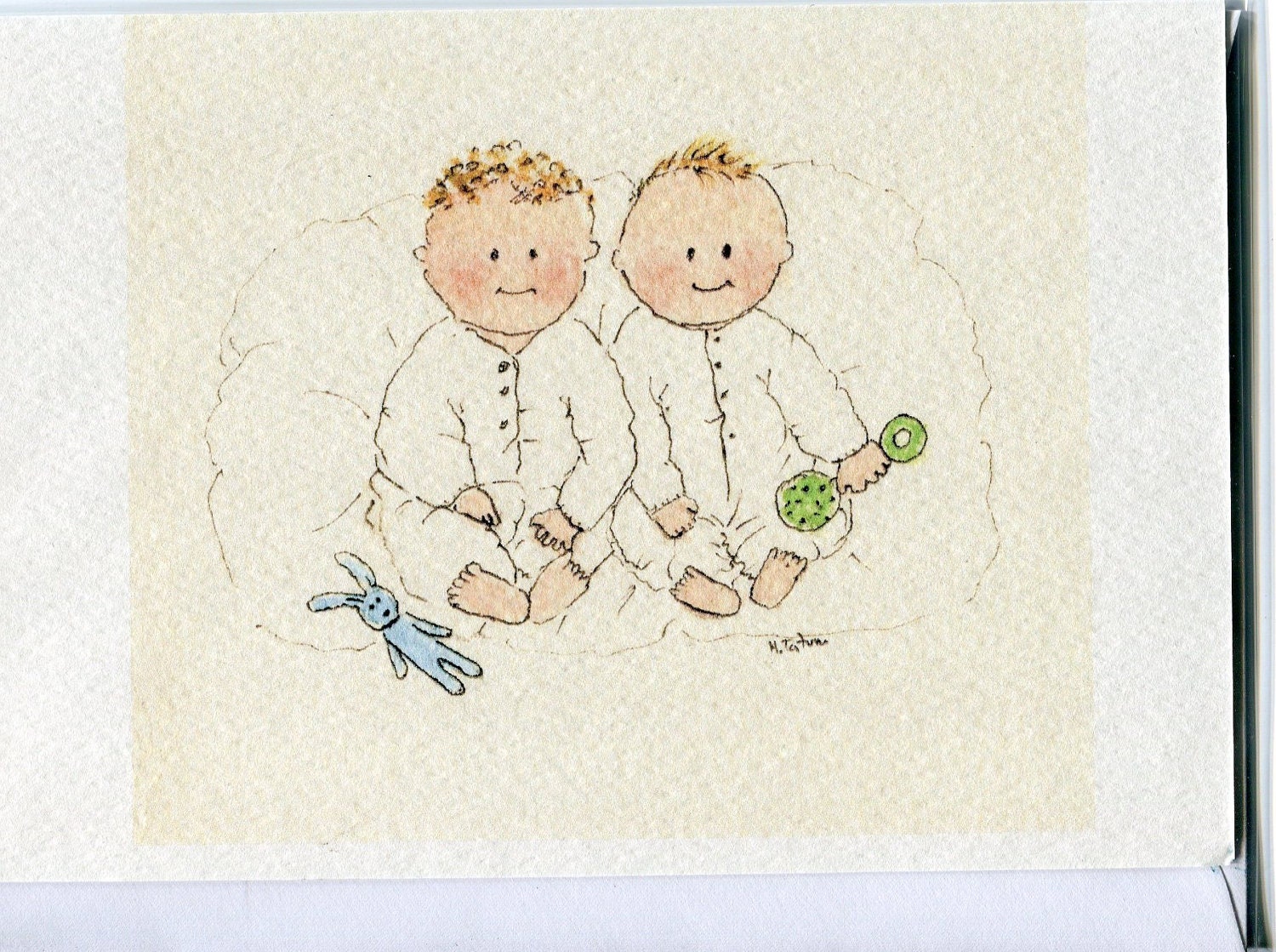 No 51 newborn twin card twin baby shower gender neutral cards