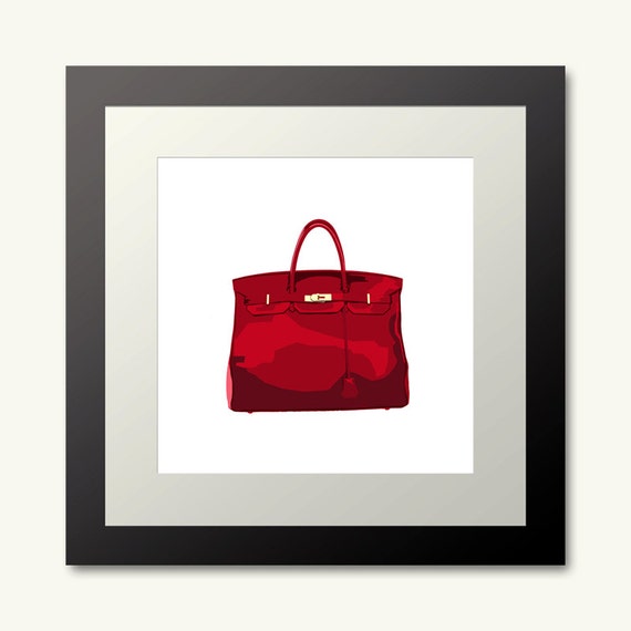 Items similar to Hermes Birkin Bag in Red - Digital Illustration of Bag ...