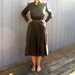 Vintage handmade long-sleeved button-up dress, black/brown, striped