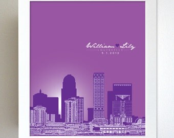 Personalized Anniversary Gift Louisville Kentucky City Skyline 8x10 ...