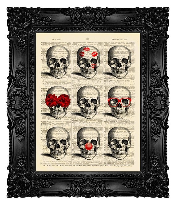 Skulls Set Print Skull Wall Hanging Human by MadameBricolagePrint