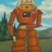 Robot Painting - Original Oil Painting of a Robot in the Wild
