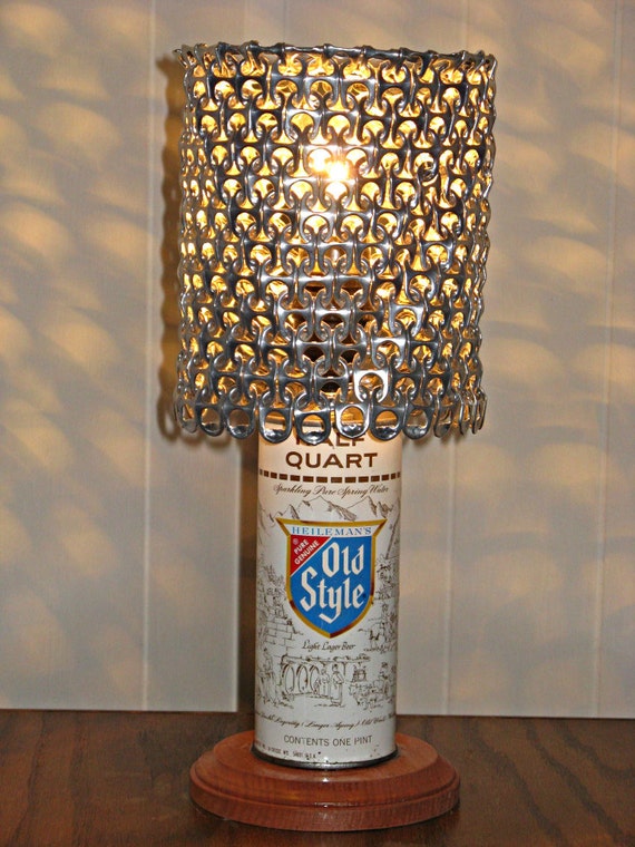 Vintage Old Style Beer Can Lamp With Pull Tab Lampshade The