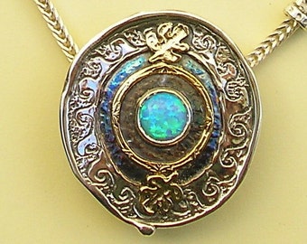 Rivka's Well, Silver gold Opal Necklace Israeli jewelry, Judaica, Kabbalah, Jewish, Bible, Holy land, Torah