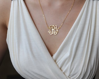 Monogram necklace 1.25 inch Personalized Monogram by PJKdesign
