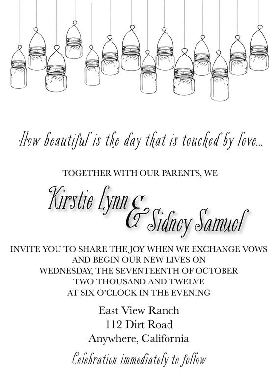 Items similar to Mason Jar Wedding Invitation on Etsy