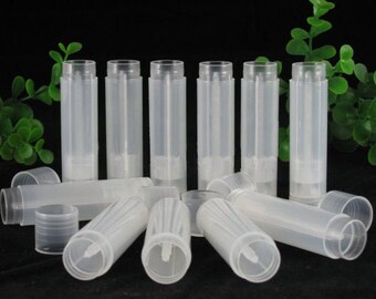 50 Empty LIP BALM Containers (Tubes & Caps) Clear Transparent - Free Shipping!