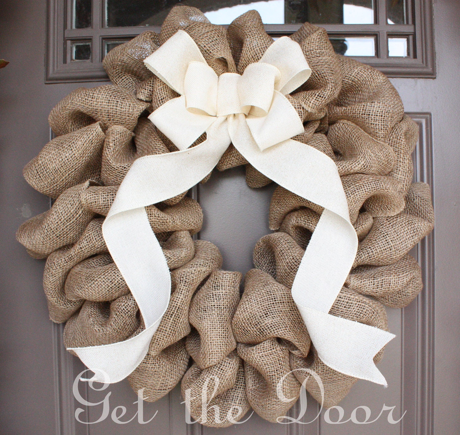 burlap wreath with cream bow burlap wreath spring wreath burlap wreath with cream bow burlap wreath spring wreath