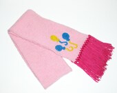 Pink Party Balloons Knitted Scarf 6 inches by 5 feet Pink Hand Made Scarf Pink Neck Warmer
