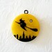 Vintage Bakelite Witch on a Broom Halloween Charm Newly Crafted
