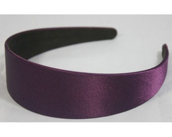 3 pcs of 40mm (1 1/2") Plastic Headbands Purple Satin Covered - 3pcs Hair Accessories Wholesale Lots Annielov