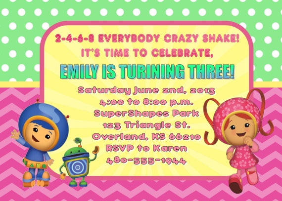 Team Umizoomi Invitations 8