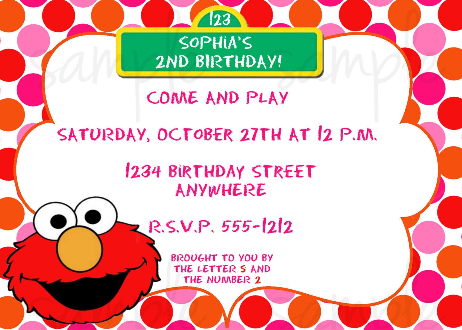 Elmo Girl Birthday Invitation