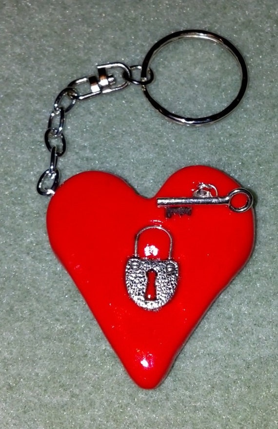 Items similar to Red Heart Polymer Clay Keychain on Etsy