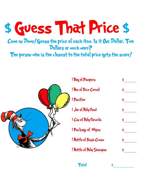 Dr Seuss Baby Shower Game