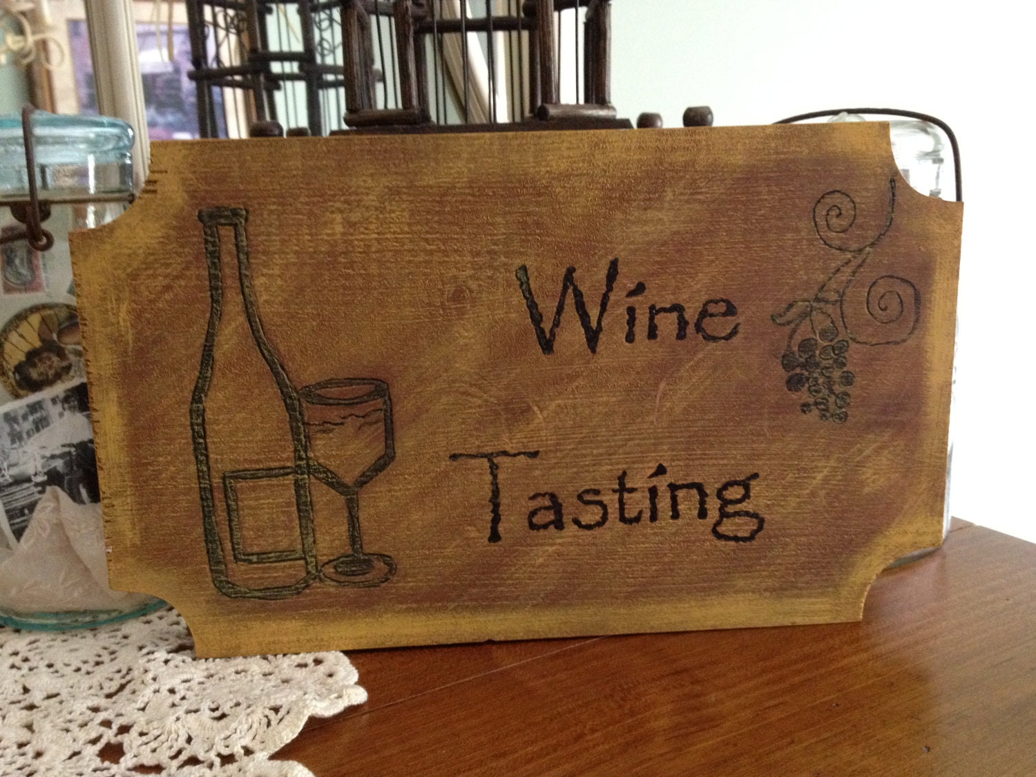 Wine Tasting Wood Sign Tuscan-Themed Wine Tasting by NotJustSigns