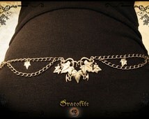 Elven Medieval Belt Women Leaf - Handmade medieval jewelry with swarovski