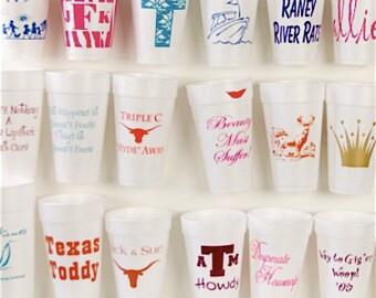 Monogram Styrofoam Cups Personalized Styrofoam Party Cups