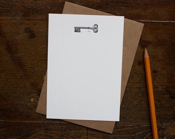 Vintage letterpress notelets - KEY