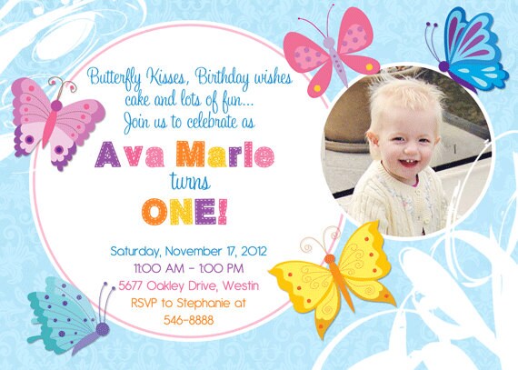Butterfly Kisses 1st Birthday Invitation - Printable Il_570xn