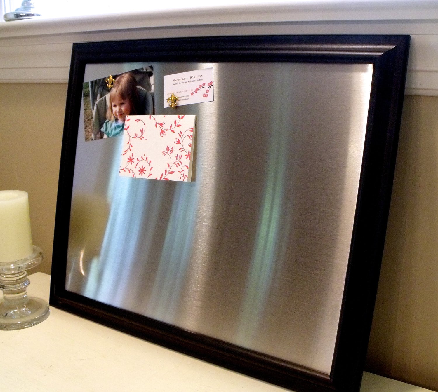 large framed magnetic bulletin board memo board stainless