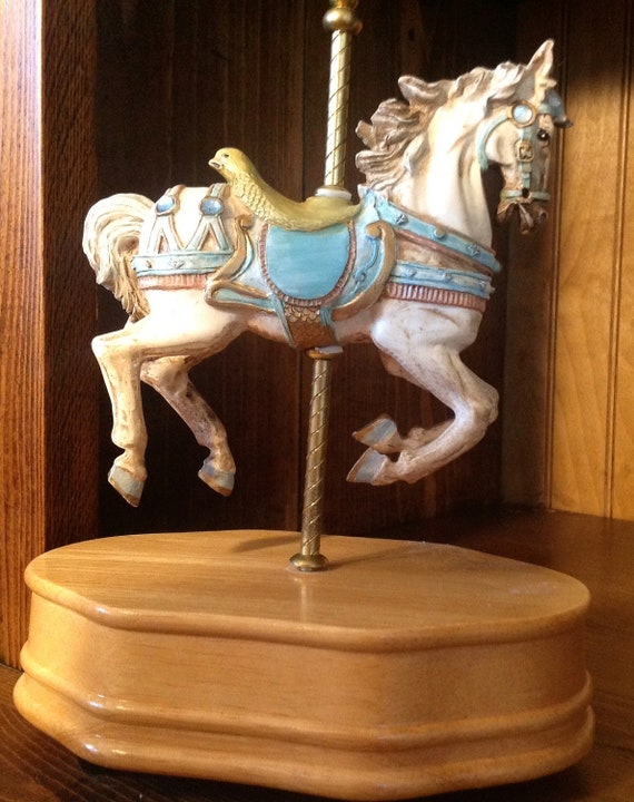 Items similar to Handcrafted Vintage Single Horse Carousel Music Box on ...