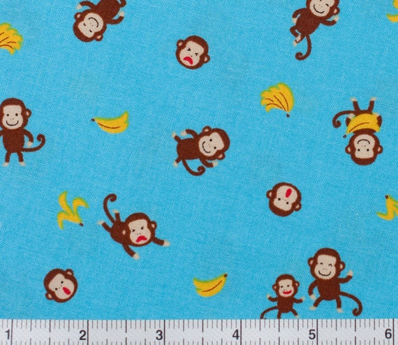 Monkey Fabric Monkeys and Bananas Japanese Fabric by Maigocute