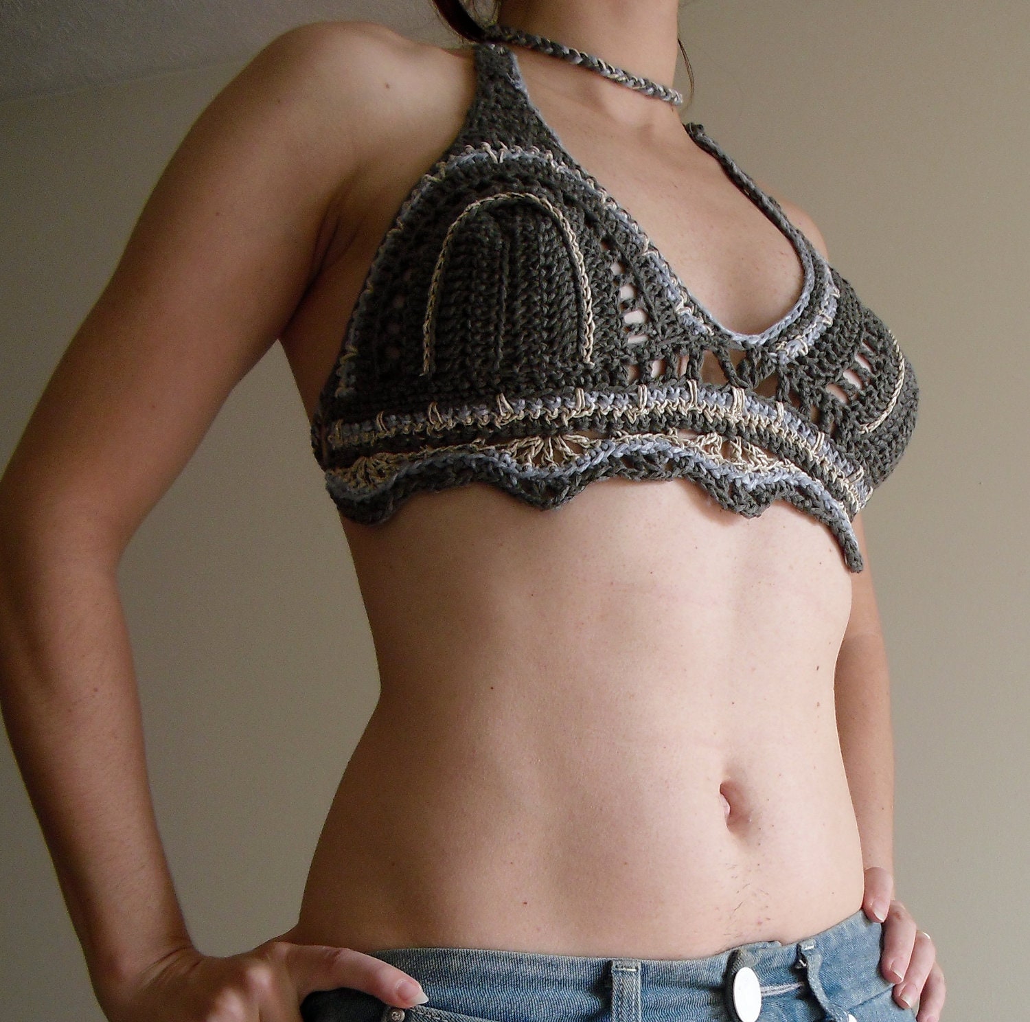 Crochet Bra Top with Lace Pattern with attachable by SooLace