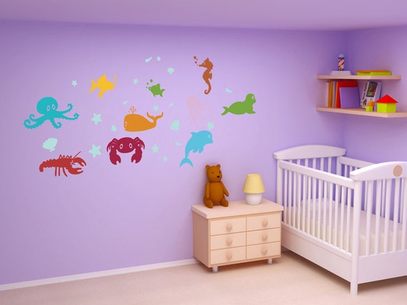 Items similar to Sea Animals- Kids / Nursery Bedroom Wall Decal on Etsy