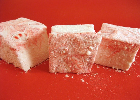 Peppermint Candy Cane Marshmallows - 1 dozen Gourmet homemade marshmallows