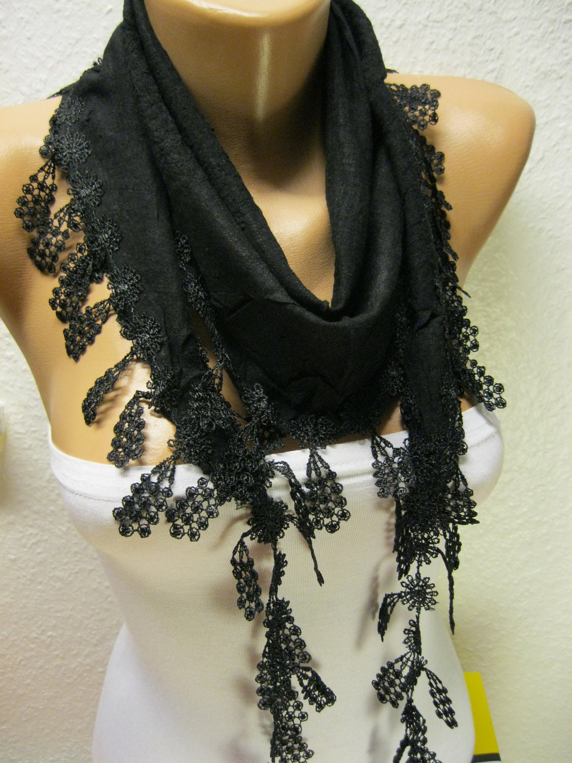 Black scarf women scarves guipure fashion scarf gift