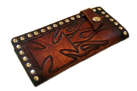 Tooled Leather Biker Wallets