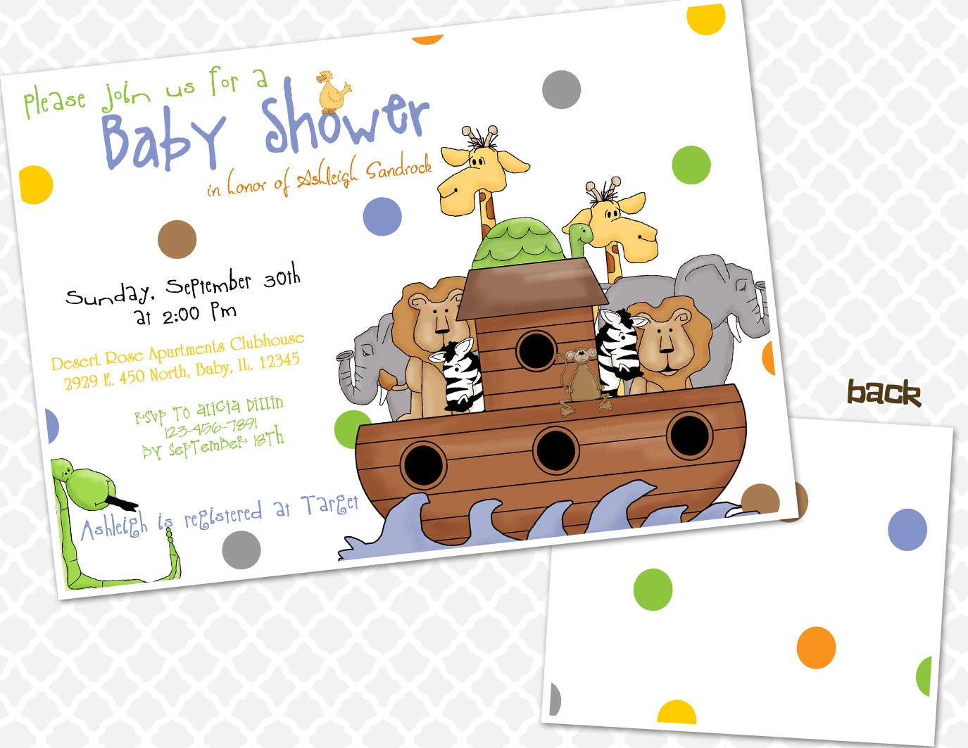 Noah39;s Ark Baby Shower Invitation Animals Baby Shower