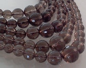 Smoky Quartz Faceted Gemstone Beads Graduated Round 16 inch Strand S2918