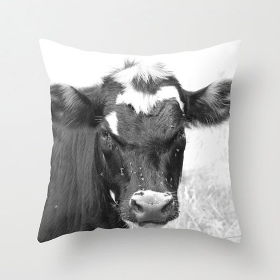 black and white cow pillow