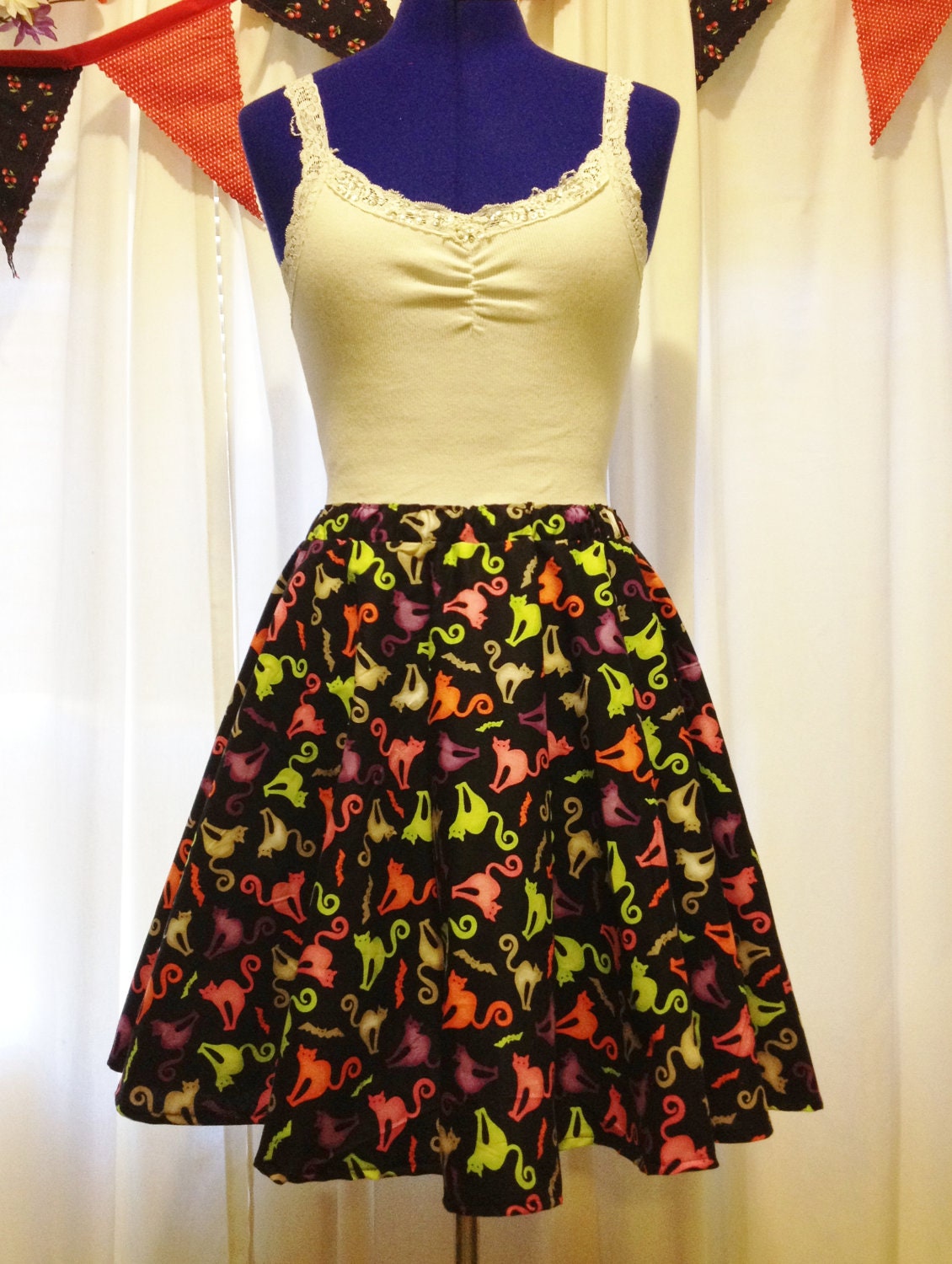 Halloween Skirt Cat Skirt Womens Costume Custom Size Full