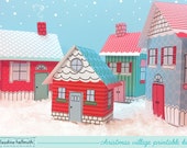 christmas village - favor boxes, luminaries, party centerpiece decoration printable PDF kit - INSTANT download Il_170x135