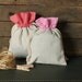 Cotton Bag with Pink Gingham Top Drawstring Set of 4