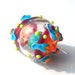 SALE! Bead Inside A Bead Hollow- Island Paradise- handmade lampwork glass bead focal in colors of fuchsia cyan lime and coral