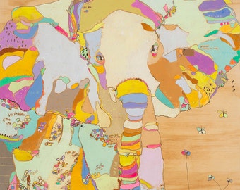 Elephant Funk Babe Canvas Print by Jennifer Mercede 24X24