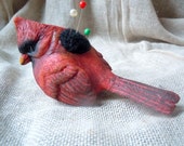 Beautiful Red Cardinal Bird Pin Cushion