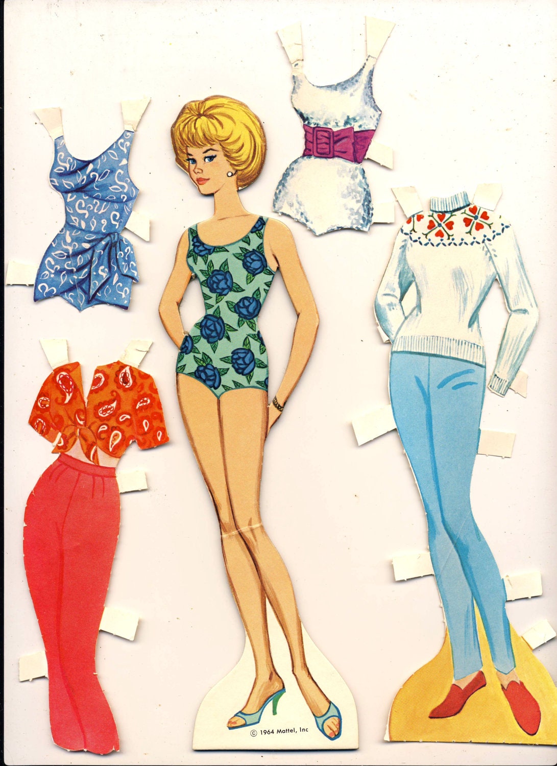 Barbie Paper Doll And Clothes Mattel Vintage 1964