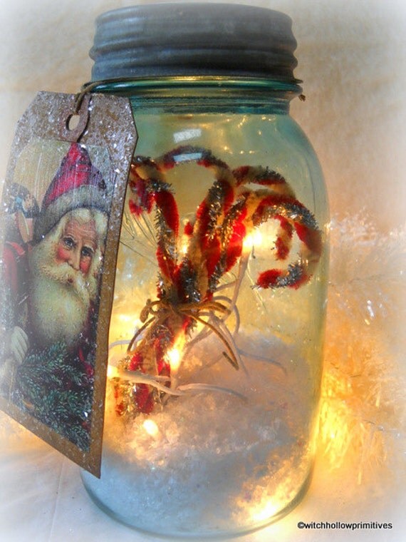 items similar to ooak primitive christmas lighted blue items similar to ooak primitive christmas lighted blue