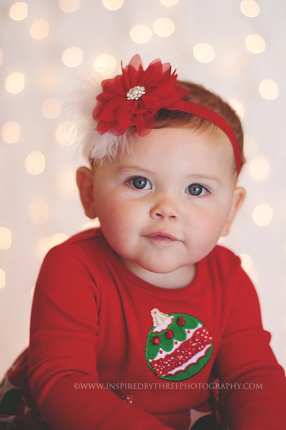 Baby Christmas Headband Baby Red And White Headband Baby