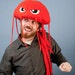 RESERVED LISTING Jellyfish Hat Plush Fleece - Red