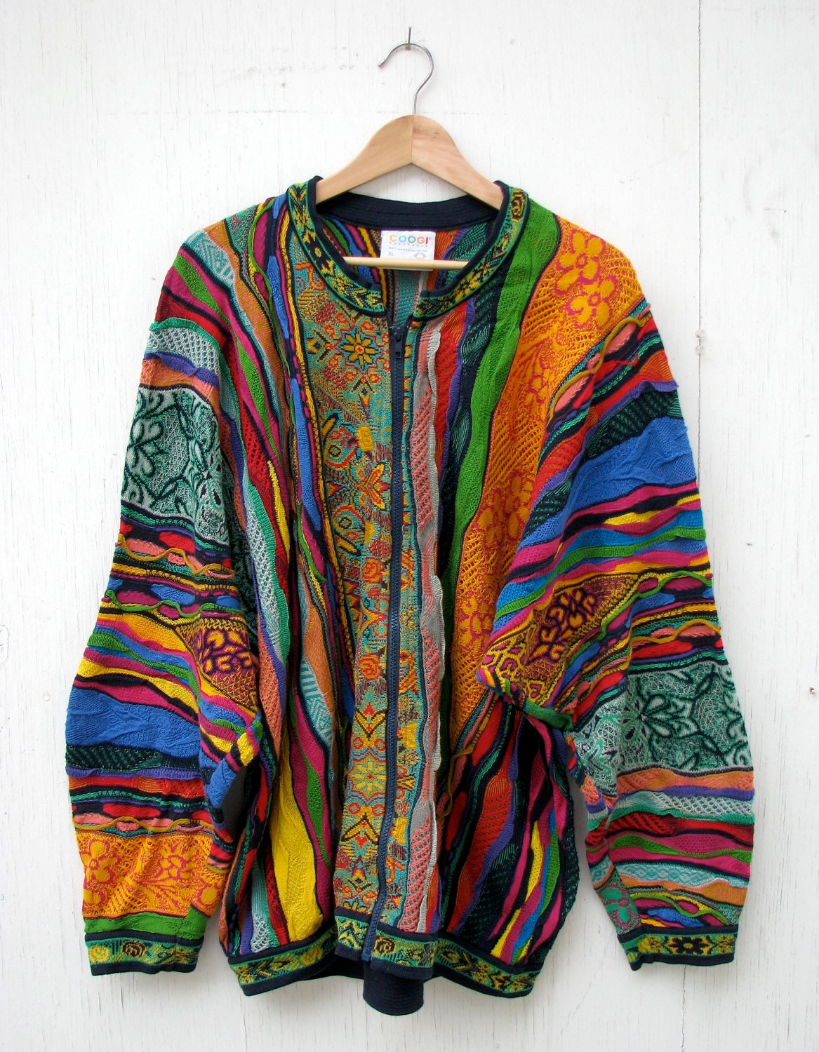 90s Coogi Crazy Cardigan Sweater XL Cotton Australia