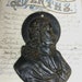 Antique Jesus Ex Voto Vintage 1920's Cast Iron Remembrance Plaque Altar Pew Church