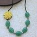 Spring Love II. A Bright Yellow Chrysanthemum, Dahlia Aventurine Green Oval Gemstone Necklace. Bridesmaids Gifts. For Her. Maid of Honor.